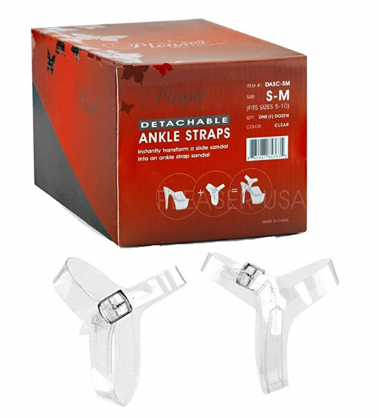 Pleaser Clear Detachable/Reusable Ankle Straps
