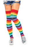 Leg Avenue Spandex Acrylic Rainbow Striped Thigh Highs 6606