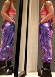 Purple Holographic Track Pants