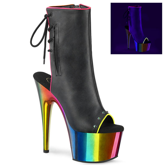 ADORE-1018RC-02  Black Faux Leather/Rainbow Chrome