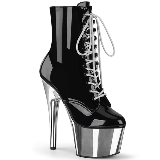 ADORE-1020  Black Patent/Silver Chrome