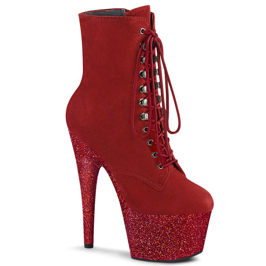 ADORE-1020FSMG  Red Faux Suede/Red Multi Mini Glitter