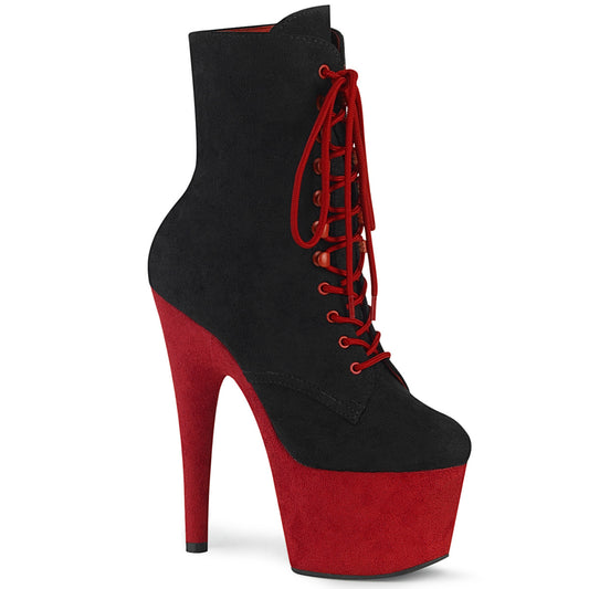 ADORE-1020FSTT  Black Faux Suede/Red Faux Suede