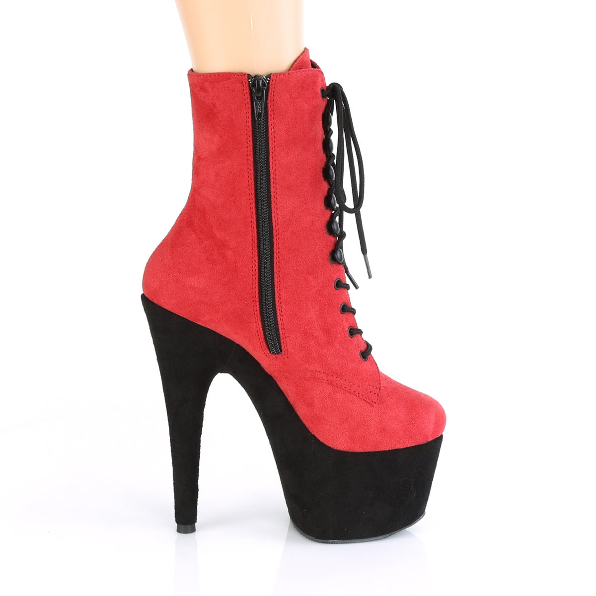 ADORE-1020FSTT  Red Faux Suede/Black Faux Suede