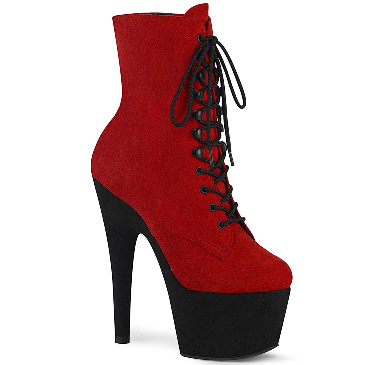 ADORE-1020FSTT  Red Faux Suede/Black Faux Suede