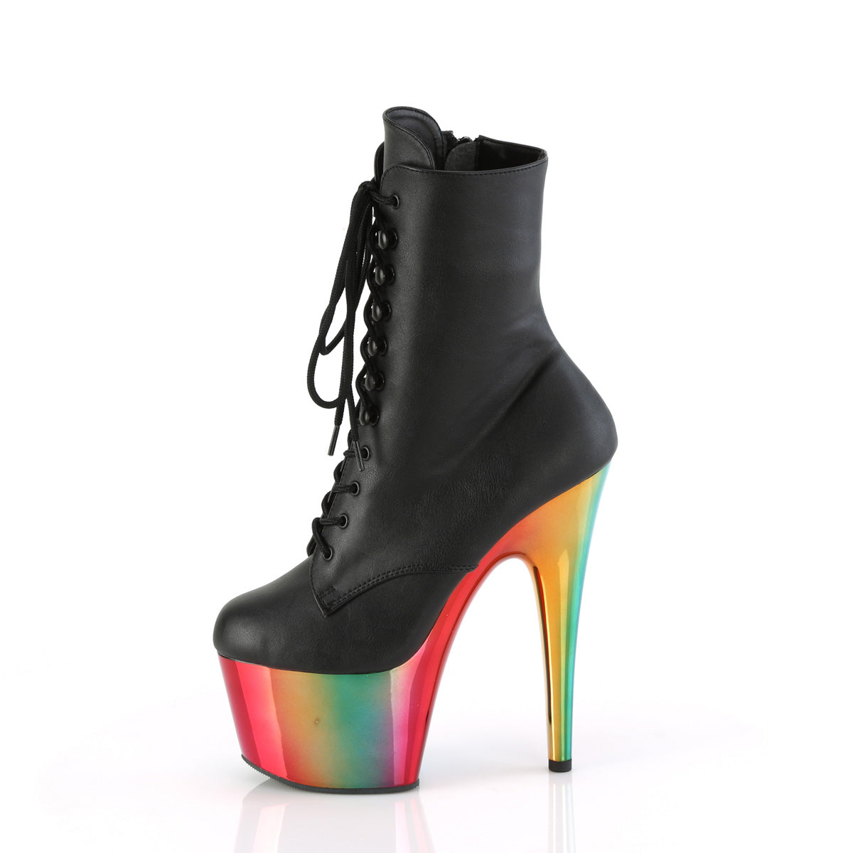 ADORE-1020RC  Black Faux Leather/Rainbow Chrome