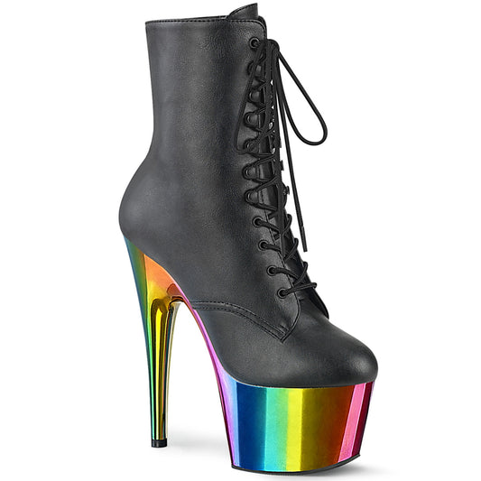 ADORE-1020RC  Black Faux Leather/Rainbow Chrome