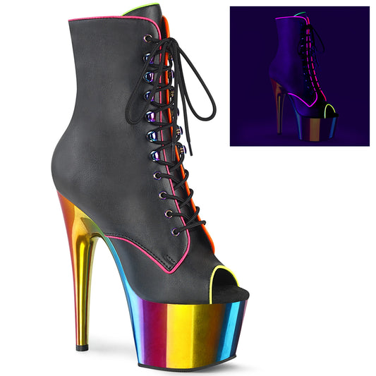 ADORE-1021RC-02  Black Faux Leather/Rainbow Chrome