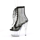 ADORE-1021RM  Black Faux Suede-RS Mesh/Clear