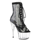 ADORE-1021RM  Black Faux Suede-RS Mesh/Clear