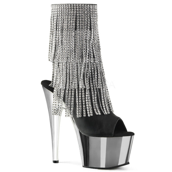 ADORE-1024RSF  Black Faux Leather-Silver/Silver Chrome