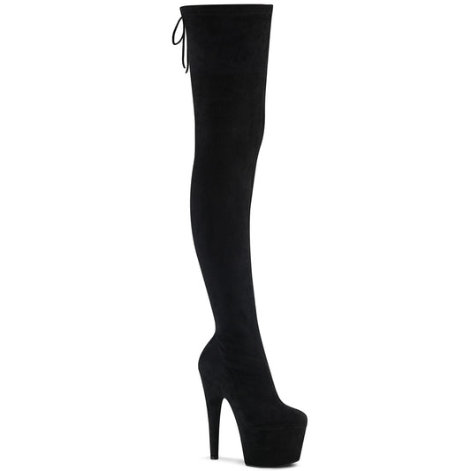 ADORE-3008  Black Stretch Faux Suede/Black Faux Suede