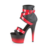 ADORE-700-15  Black Faux Leather-Red Patent/Black-Red Matte