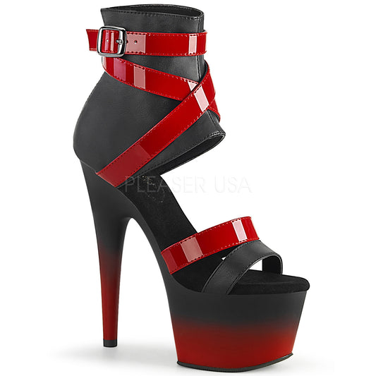 ADORE-700-15  Black Faux Leather-Red Patent/Black-Red Matte