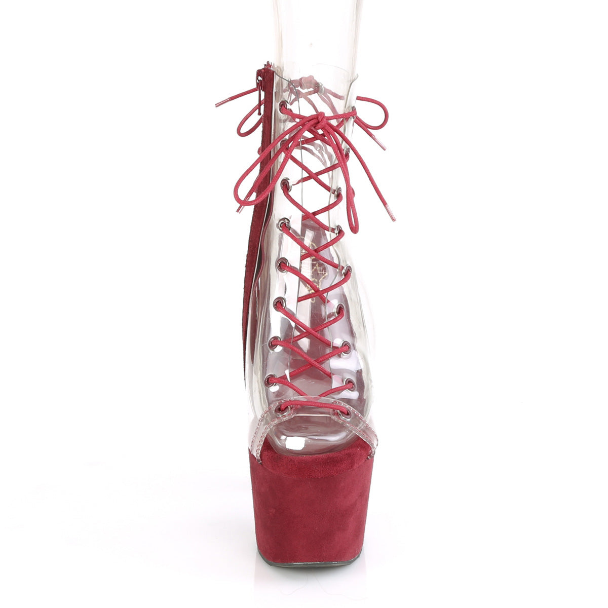 ADORE-700-30FS  Clear/Burgundy Faux Suede