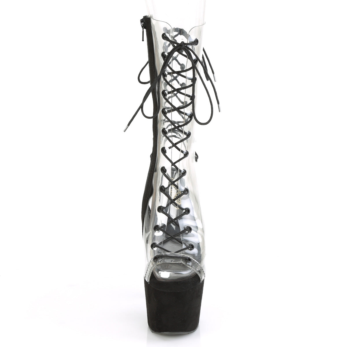 ADORE-700-60FS  Clear/Black Faux Suede