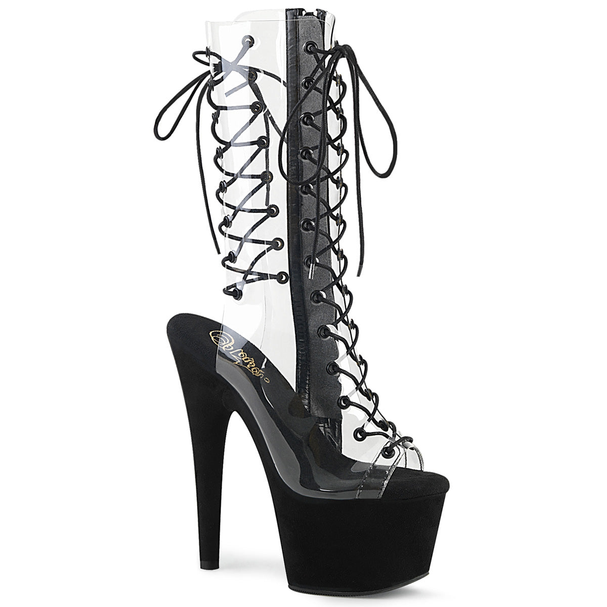 ADORE-700-60FS  Clear/Black Faux Suede