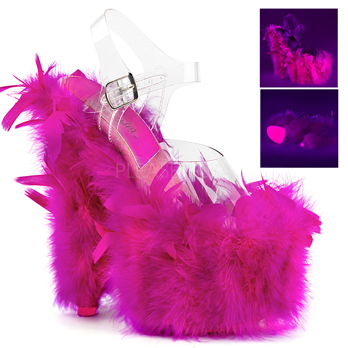 ADORE-708F  Clear/Neon Hot Pink Marabou Feather