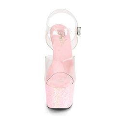 ADORE-708LG  Clear/Baby Pink Glitter