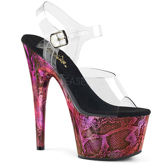 ADORE-708SP  Clear/Fuchsia Snake Print