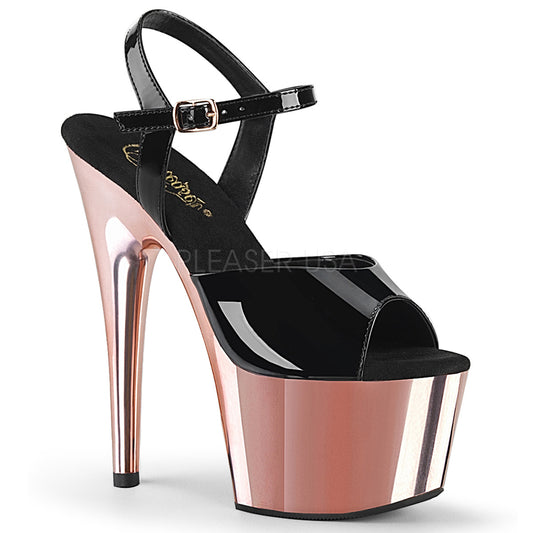 ADORE-709  Black Patent/Rose Gold Chrome
