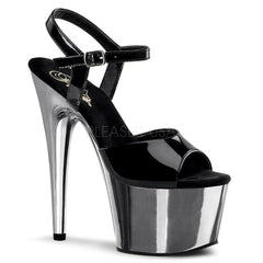 ADORE-709  Black Patent/Silver Chrome