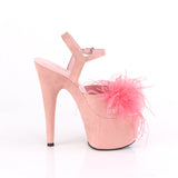 ADORE-709F  Baby Pink Faux Suede-Feather/Baby Pink Faux Suede