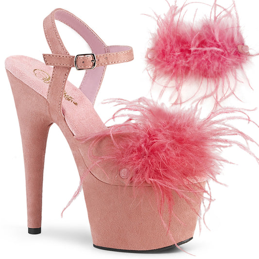 ADORE-709F  Baby Pink Faux Suede-Feather/Baby Pink Faux Suede