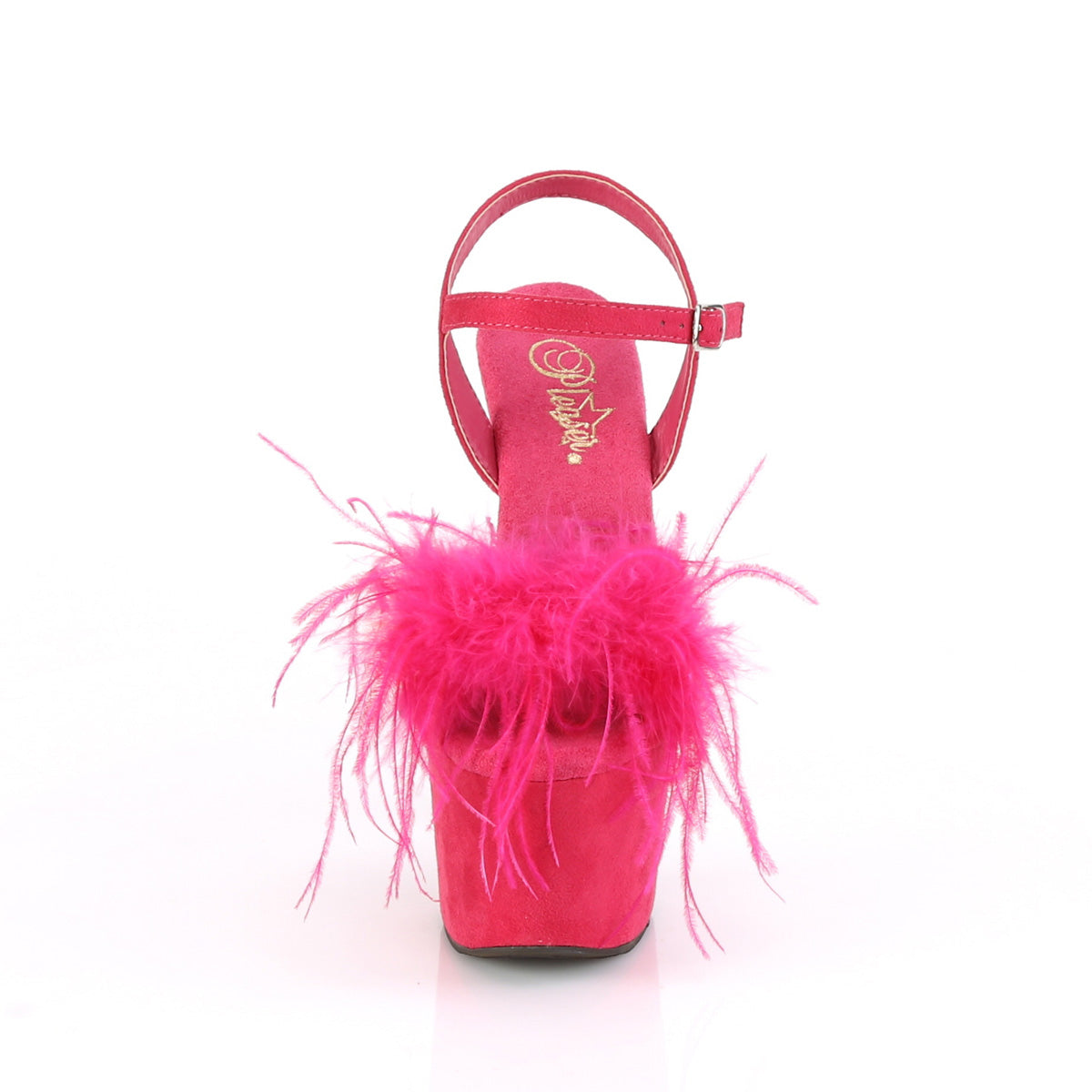 ADORE-709F  Hot Pink Faux Suede-Feather/Hot Pink Faux Suede