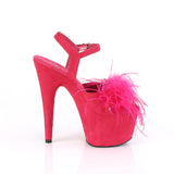 ADORE-709F  Hot Pink Faux Suede-Feather/Hot Pink Faux Suede
