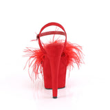 ADORE-709F  Red Faux Suede-Feather/Red Faux Suede