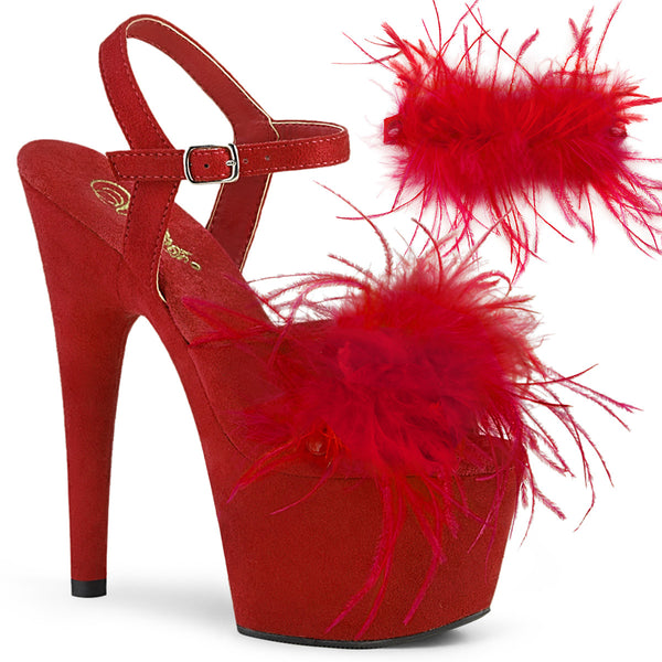 ADORE-709F  Red Faux Suede-Feather/Red Faux Suede