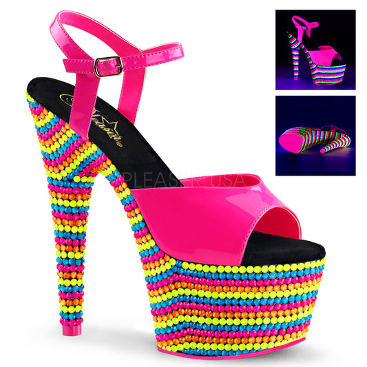 ADORE-709RBS  Neon Hot Pink Patent/Neon Multi