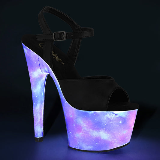 ADORE-709REFL  Black Faux Le/Purple-Blue Reflective