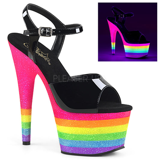 ADORE-709UVRB  Black/Neon Rainbow Glitter