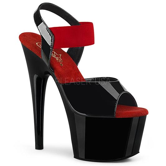 ADORE-714  Black Patent-Red Elastic Band/Black