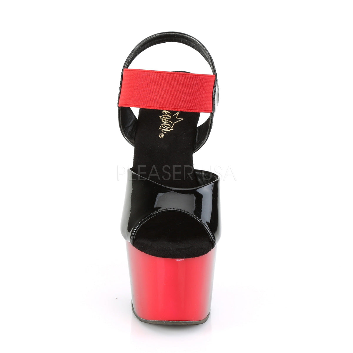 ADORE-714BR  Black Patent-Red Elastic Band/Red-Black