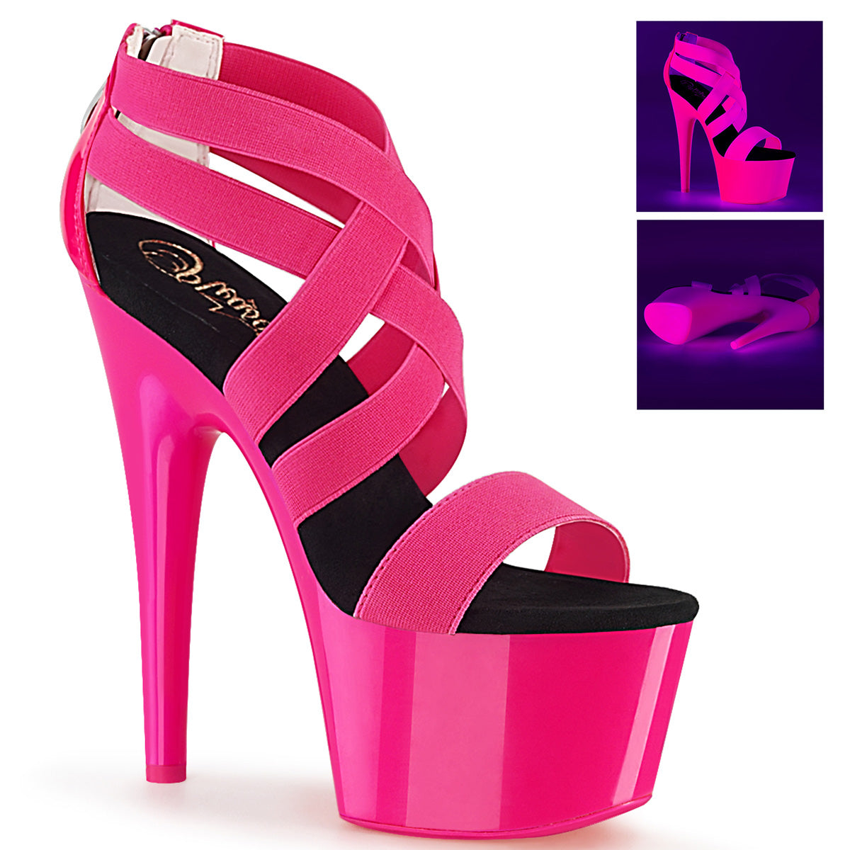 ADORE-769UV  Neon Hot Pink Elastic Band-Patent/Neon Hot Pink