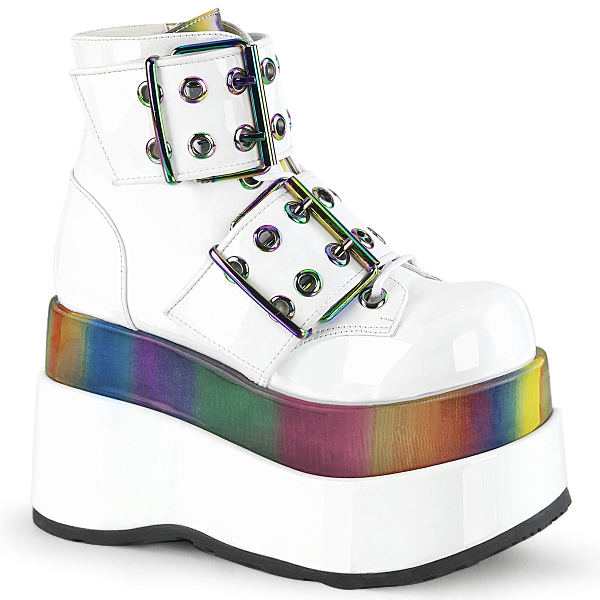 BEAR-104  White Patent-Rainbow Reflective