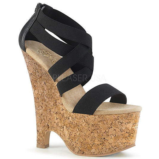 BEAU-669  Black Elastic Band-Faux Le/Cork Wrapped
