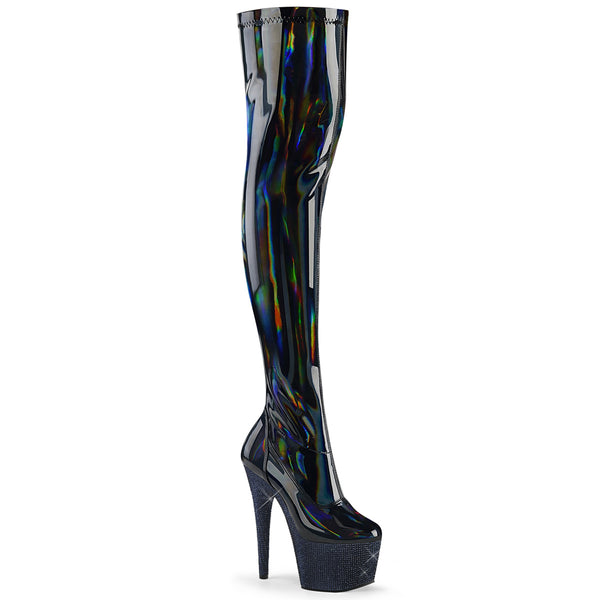 BEJEWELED-3000-7  Black Stretch Holo Patent/Midnight Black RS