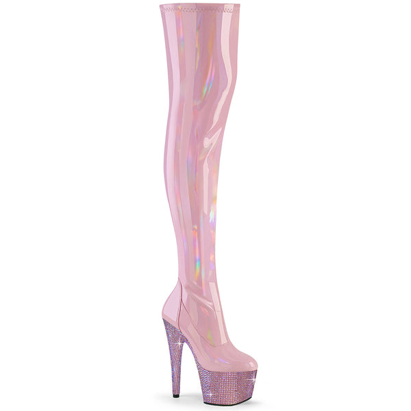 BEJEWELED-3000-7  Baby Pink Stretch Holo Patent/Baby Pink AB RS