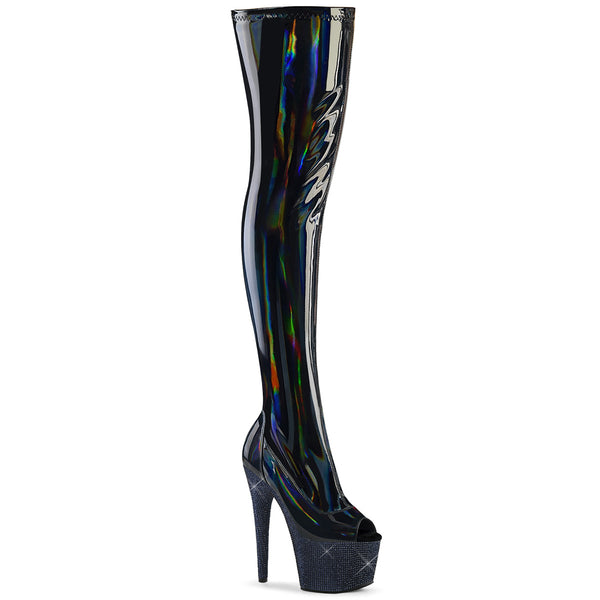 BEJEWELED-3011-7  Black Stretch Holo Patent/Midnight Black RS
