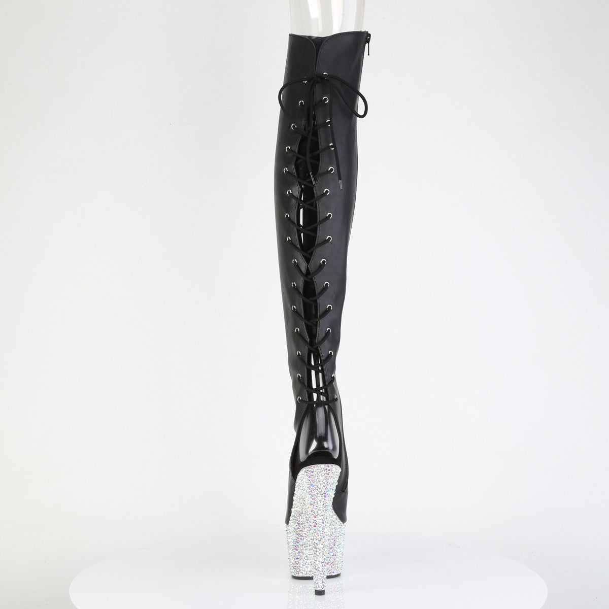 BEJEWELED-3019MS-7  Black Faux Leather/Silver AB RS
