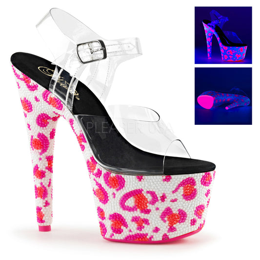 BEJEWELED-708UVLP  Clear/Neon White-Neon Hot Pink
