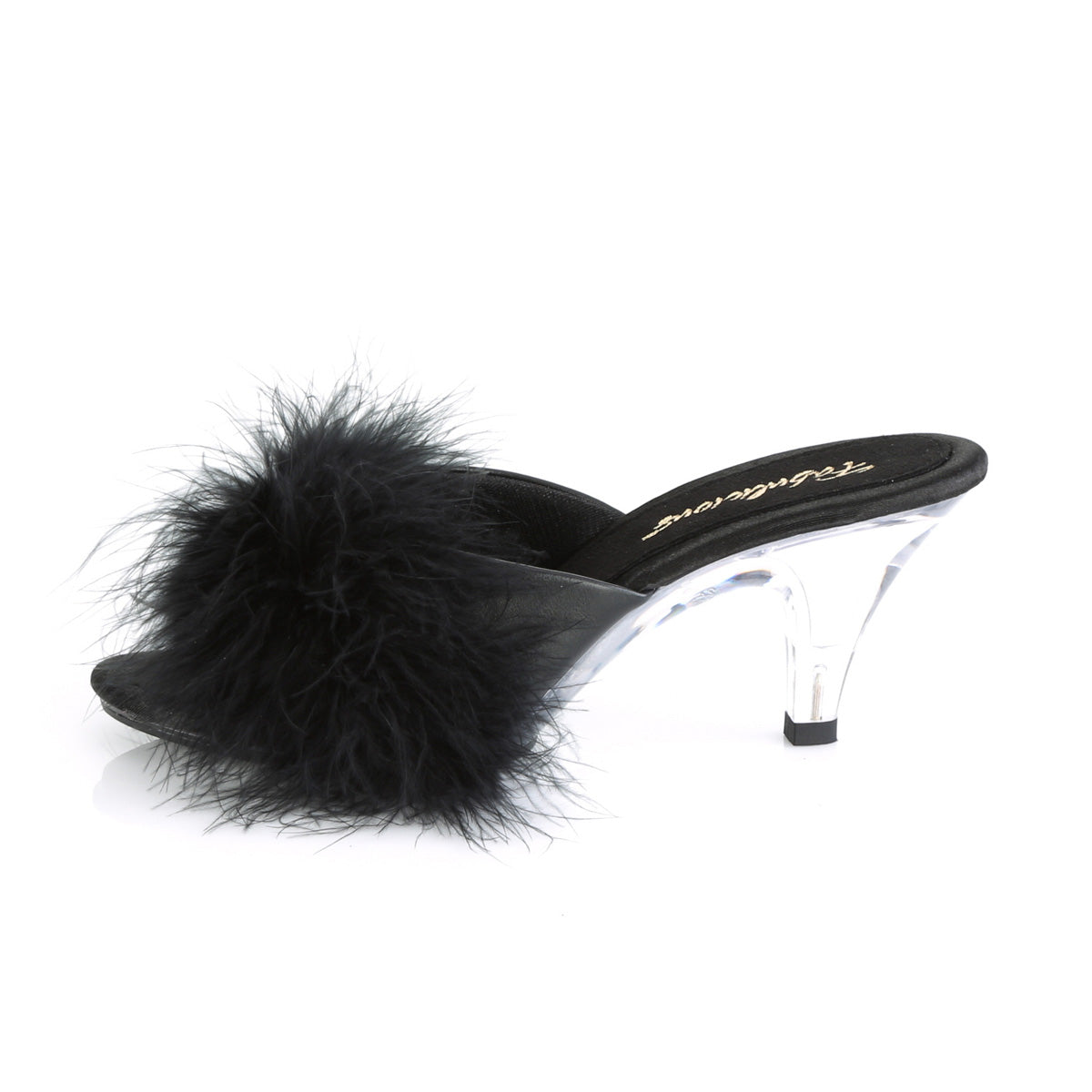 BELLE-301F  Black Pu-Fur/Clear
