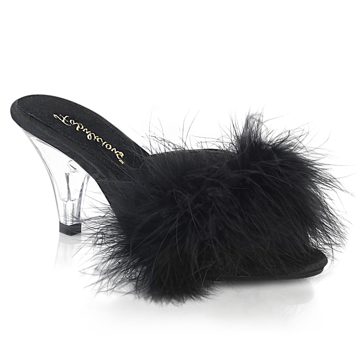 BELLE-301F  Black Pu-Fur/Clear