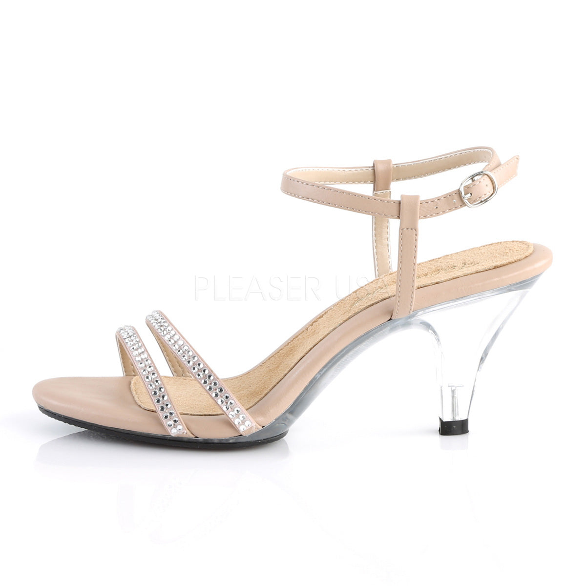 BELLE-316  Nude Faux Leather/Clear