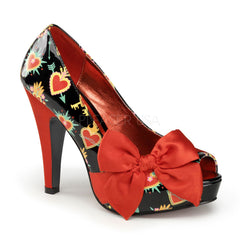 BETTIE-13  Black Patent-Red Satin (Sacred Hearts)