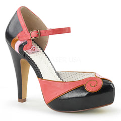 BETTIE-17  Coral-Black Faux Leather